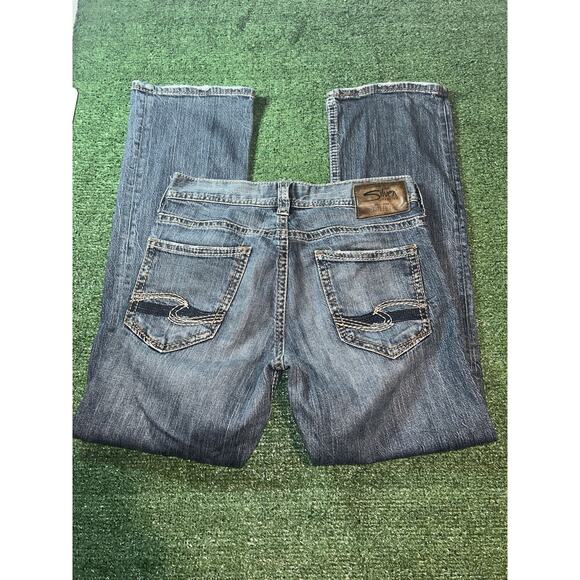 Silver ZAC Y2K Distressed Relaxed Fit Straight Leg Jeans mens 30x31 - Picture 8 of 12